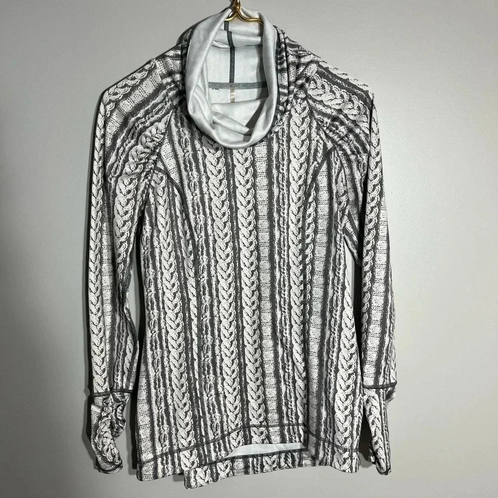 Calia Carrie Underwood‎ Cowl Funnel Neck Pullover White Print Size S?